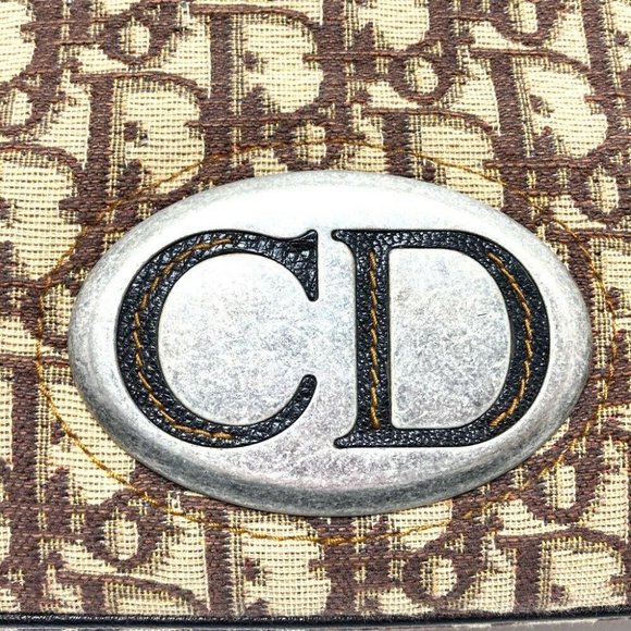 Authentic CHRISTIAN DIOR Trotter CD logo Vintage semi-shoulder Hand Bag Brown - Picture 7 of 12